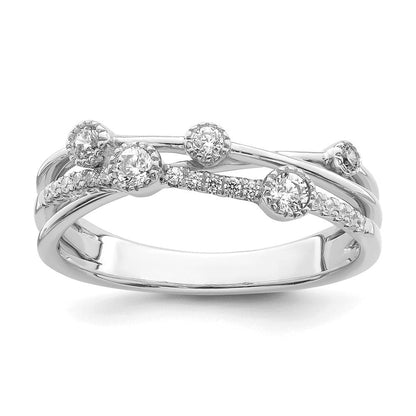 14K Weißgold Criss-Cross-Ring mit 0,25 ct. laborgezüchtetem Diamant VS/SI+ G+, komplett