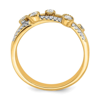 14K Gelbgold Ring mit Labordiamanten VS/SI FGH im Criss-Cross-Design