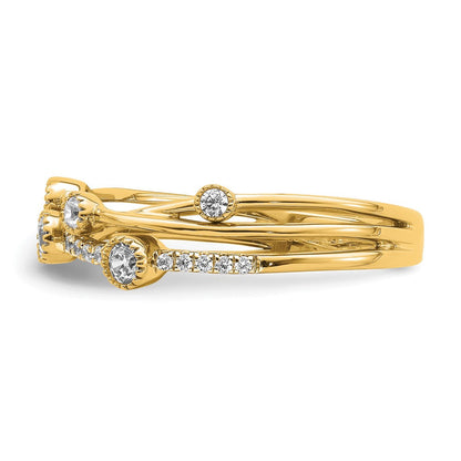 14K Gelbgold Ring mit Labordiamanten VS/SI FGH im Criss-Cross-Design