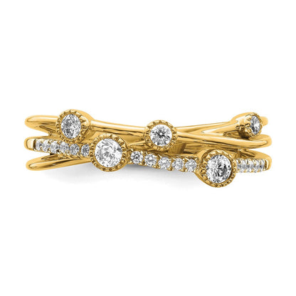 14K Gelbgold Ring mit Labordiamanten VS/SI FGH im Criss-Cross-Design