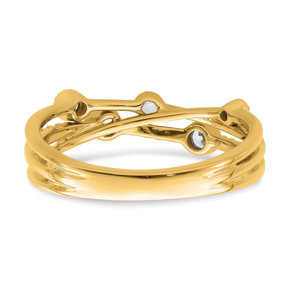 14K Gelbgold Ring mit Labordiamanten VS/SI FGH im Criss-Cross-Design
