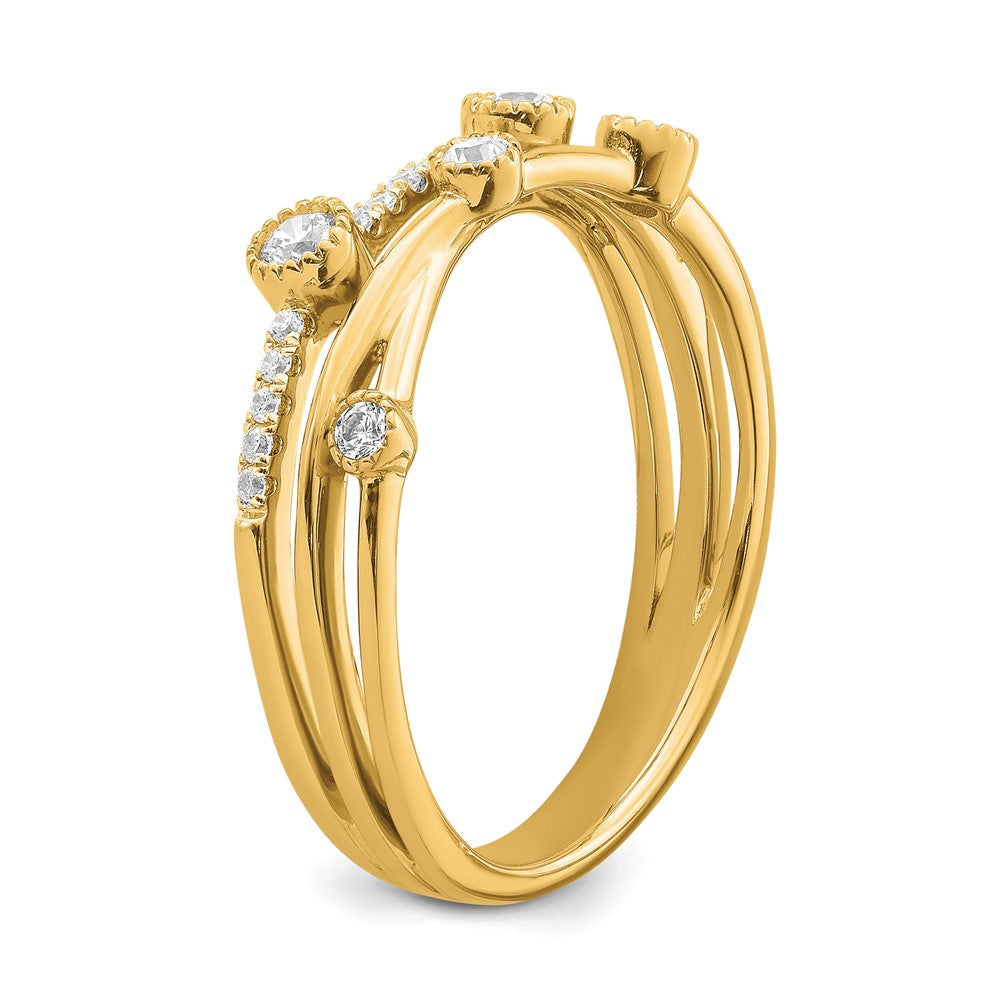 14K Gelbgold Ring mit Labordiamanten VS/SI FGH im Criss-Cross-Design