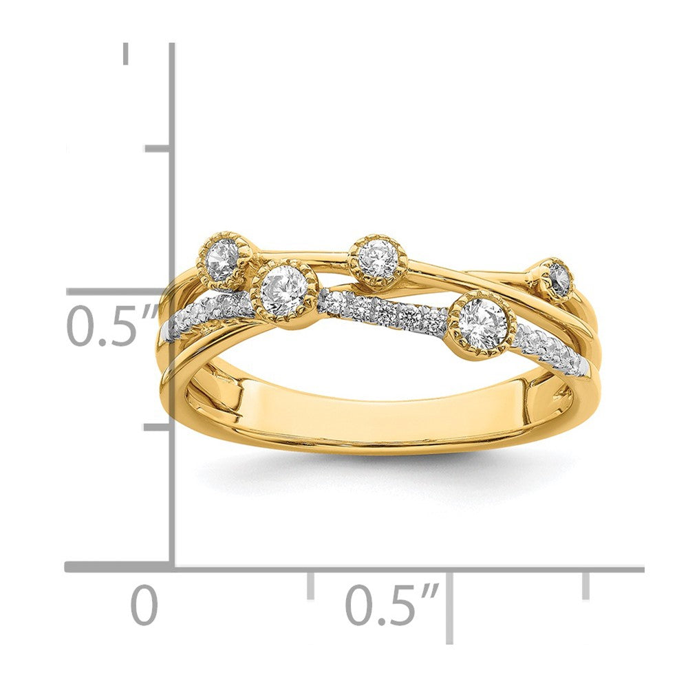 14K Gelbgold Ring mit Labordiamanten VS/SI FGH im Criss-Cross-Design