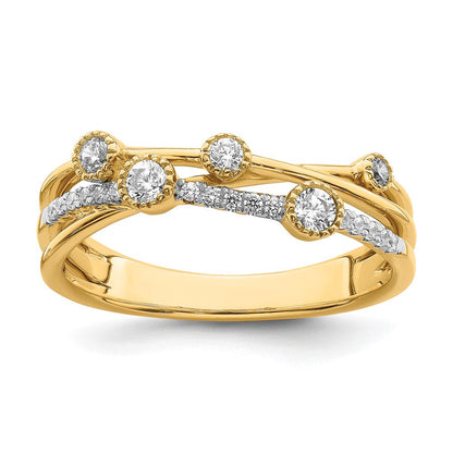 14K Gelbgold Ring mit Labordiamanten VS/SI FGH im Criss-Cross-Design