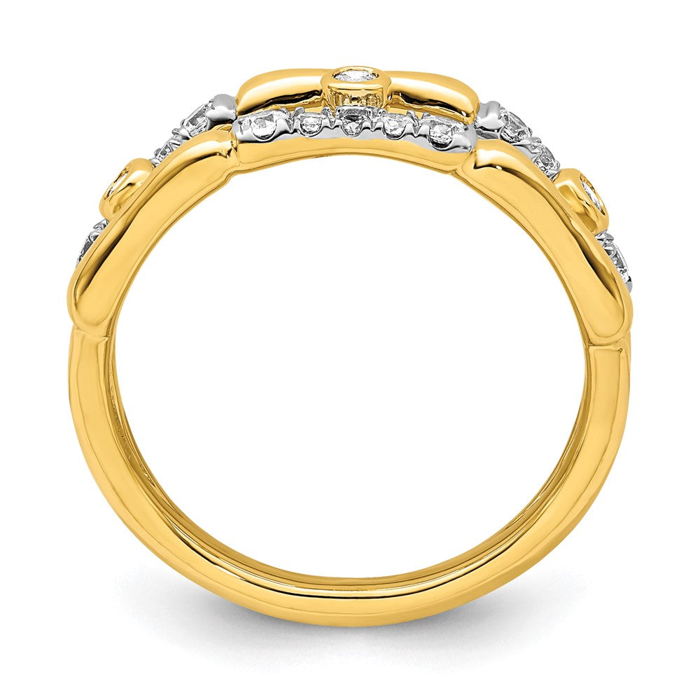 14K Gelbgold Laborgezüchteter Diamant VS/SI FGH Zargenfassung Cluster Split-Ring
