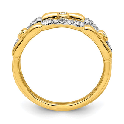 14K Gelbgold Laborgezüchteter Diamant VS/SI FGH Zargenfassung Cluster Split-Ring