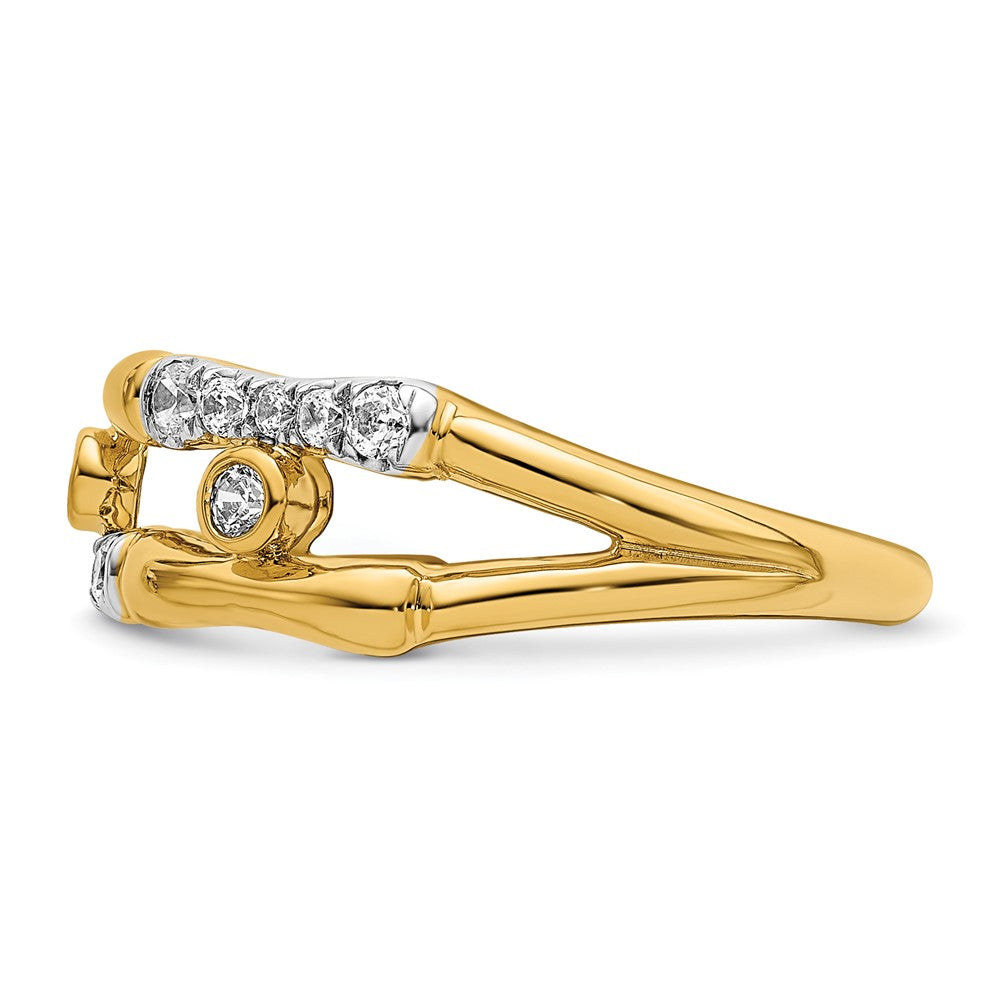 14K Gelbgold Laborgezüchteter Diamant VS/SI FGH Zargenfassung Cluster Split-Ring