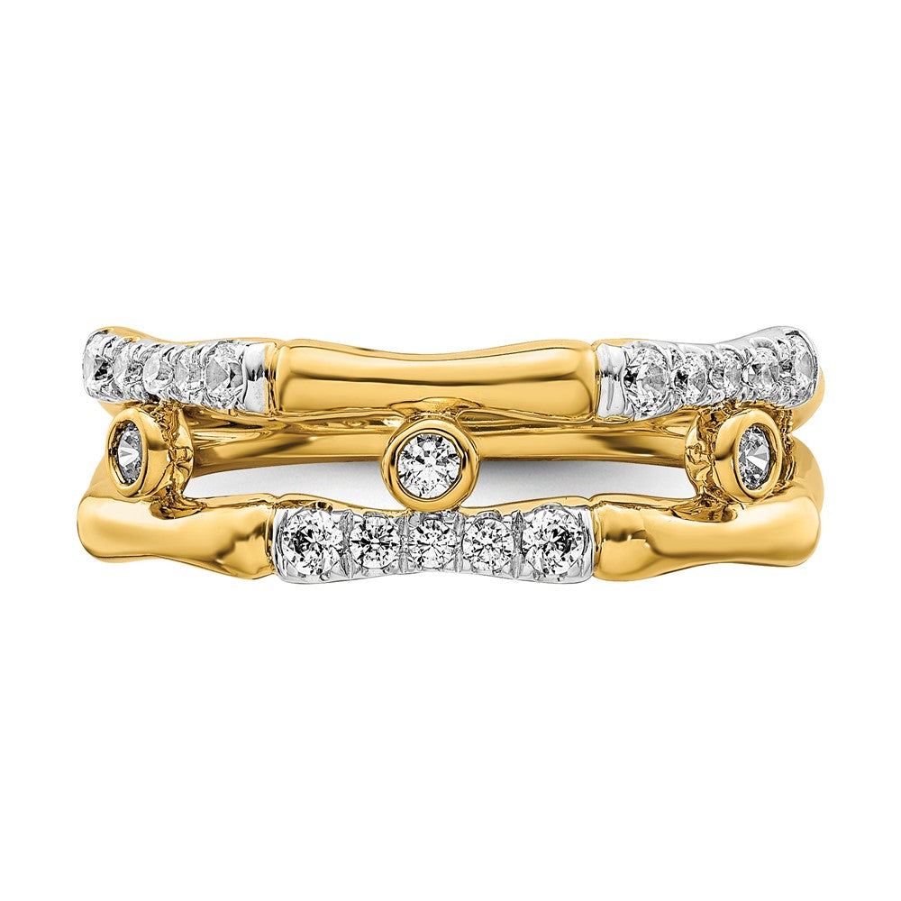 14K Gelbgold Laborgezüchteter Diamant VS/SI FGH Zargenfassung Cluster Split-Ring