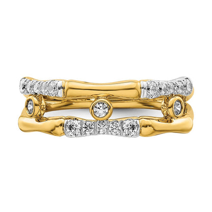 14K Gelbgold Laborgezüchteter Diamant VS/SI FGH Zargenfassung Cluster Split-Ring