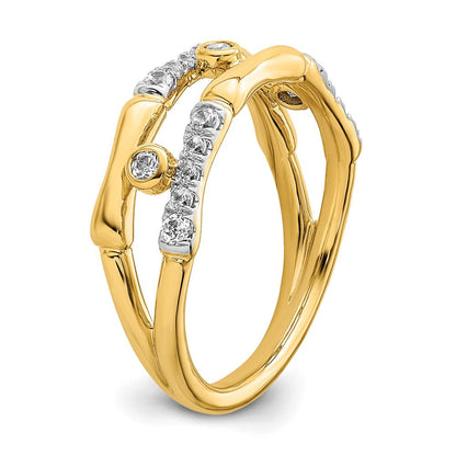 14K Gelbgold Laborgezüchteter Diamant VS/SI FGH Zargenfassung Cluster Split-Ring