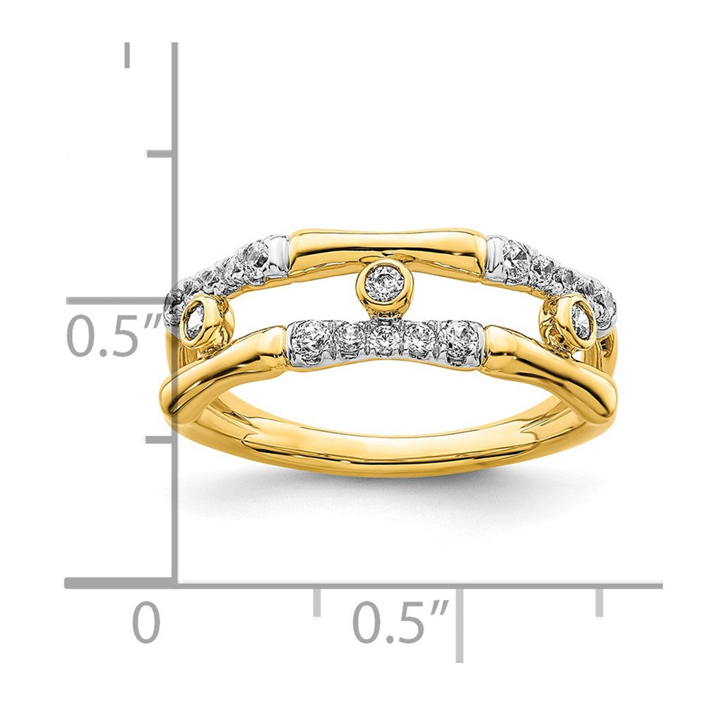 14K Gelbgold Laborgezüchteter Diamant VS/SI FGH Zargenfassung Cluster Split-Ring