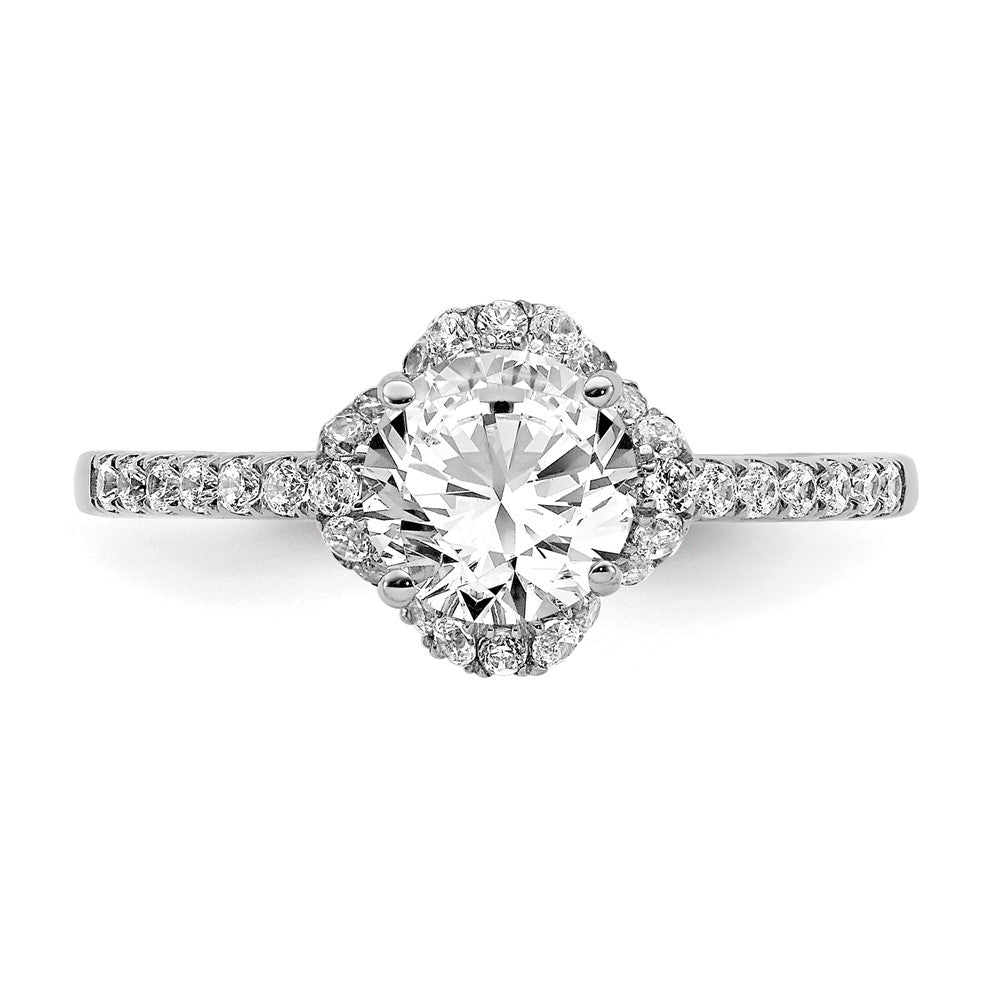 14K Weißgold Verlobungsring mit Laborgezüchteten Diamanten, VS/SI+ G+, Rund, Semi-Mount