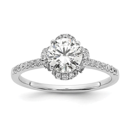 14K Weißgold Verlobungsring mit Laborgezüchteten Diamanten, VS/SI+ G+, Rund, Semi-Mount