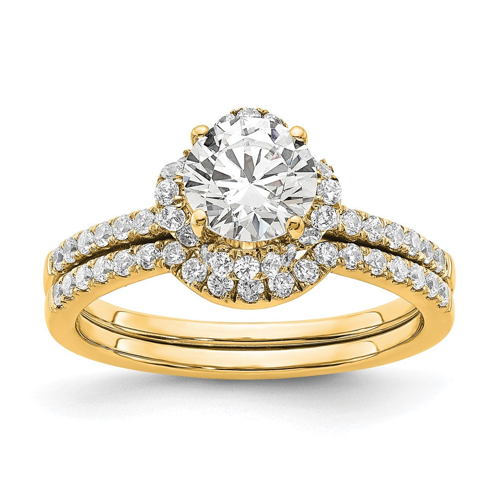 14K Gelbgold Verlobungsring mit rundem, im Labor gezüchtetem Diamant VS/SI+ G+