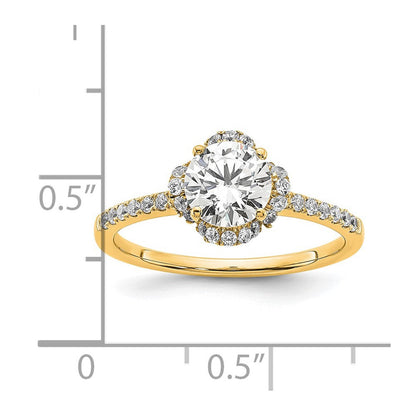 14K Gelbgold Verlobungsring mit rundem, im Labor gezüchtetem Diamant VS/SI+ G+