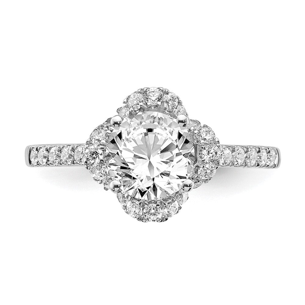 14K Weißgold Verlobungsring mit Labor-gewachsenen Diamanten, rund, VS/SI FGH