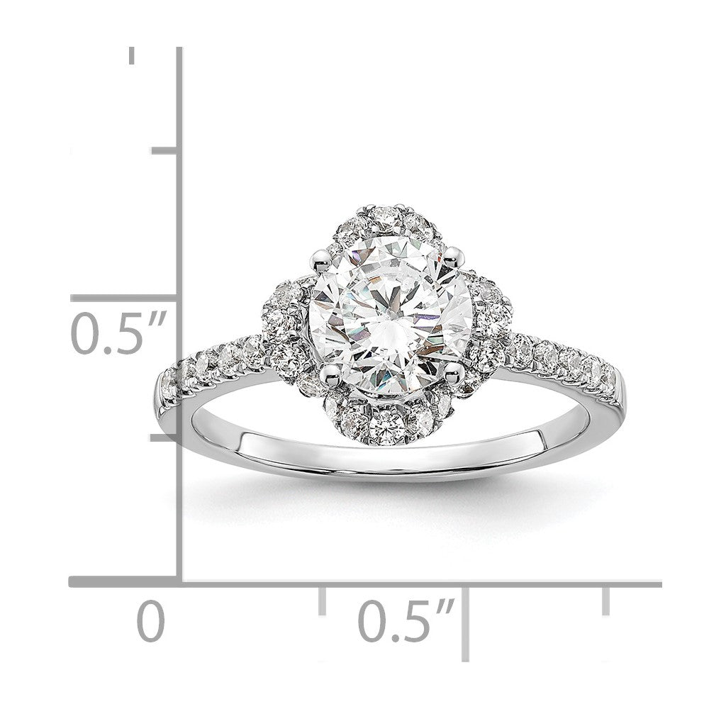 14K Weißgold Verlobungsring mit Labor-gewachsenen Diamanten, rund, VS/SI FGH