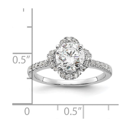 14K Weißgold Verlobungsring mit Labor-gewachsenen Diamanten, rund, VS/SI FGH