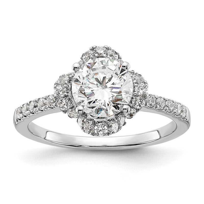 14K Weißgold Verlobungsring mit Labor-gewachsenen Diamanten, rund, VS/SI FGH