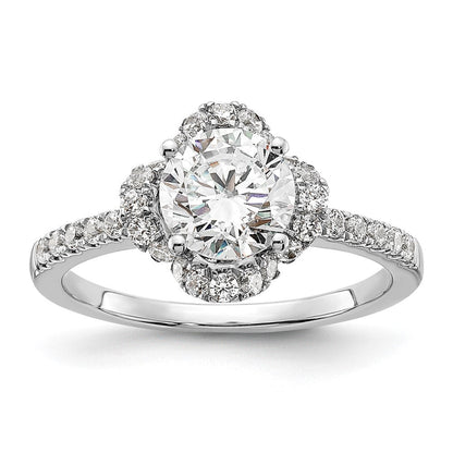 14K Weißgold Verlobungsring mit im Labor gezüchteten Diamanten, rund, VS/SI+ G+