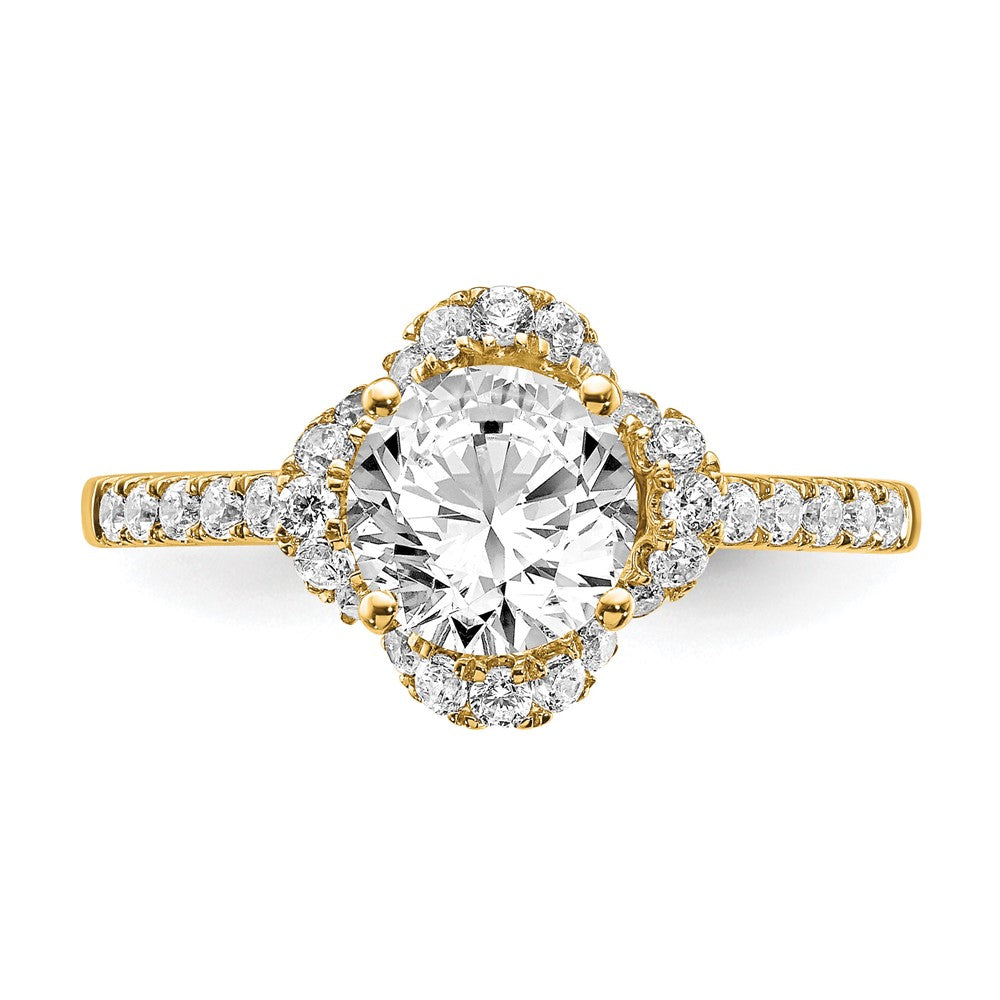 14K Gelbgold Verlobungsring mit rund geschliffenem, im Labor gezüchtetem Diamant VS/SI+ G+