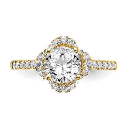14K Gelbgold Verlobungsring mit rund geschliffenem, im Labor gezüchtetem Diamant VS/SI+ G+