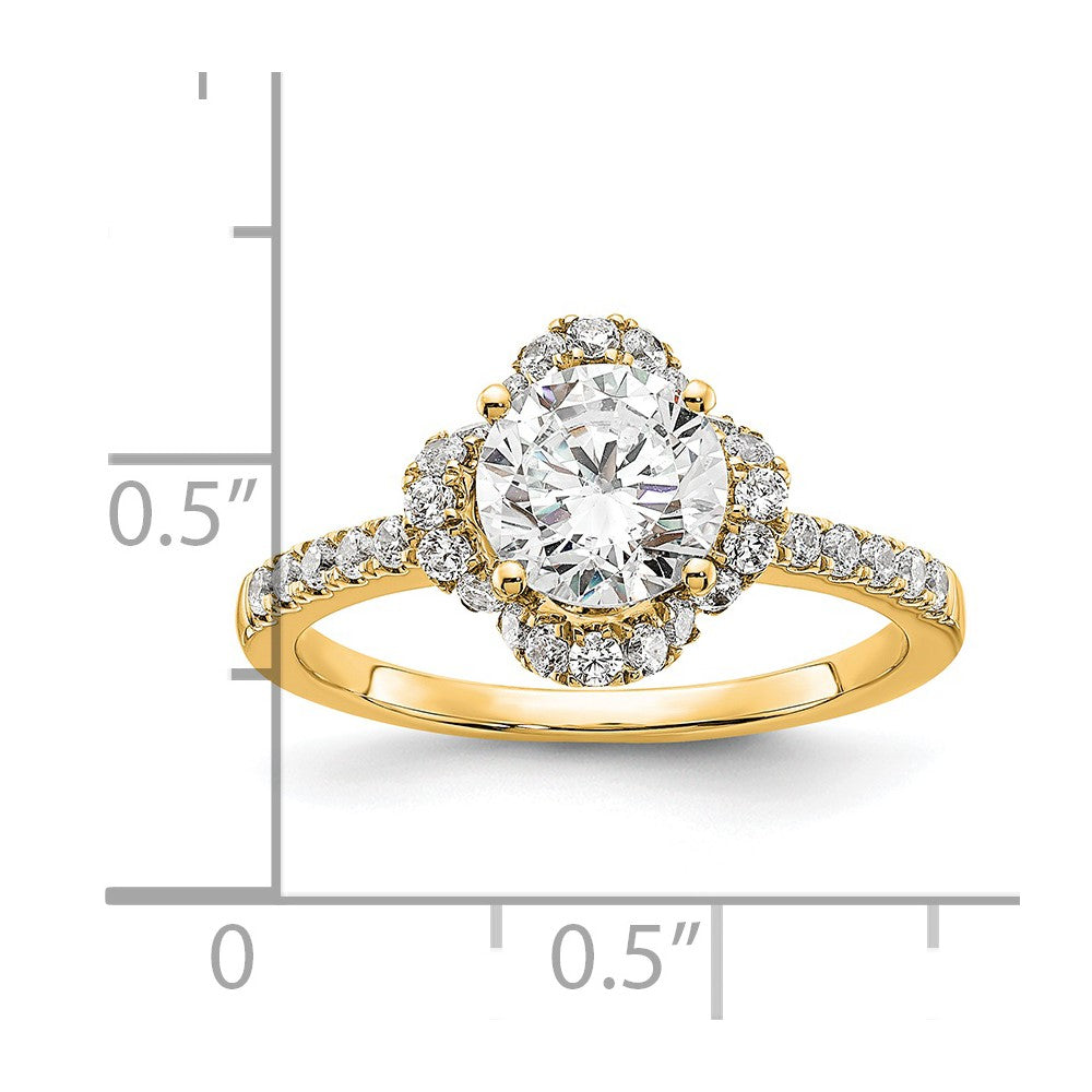 14K Gelbgold Verlobungsring mit rund geschliffenem, im Labor gezüchtetem Diamant VS/SI+ G+