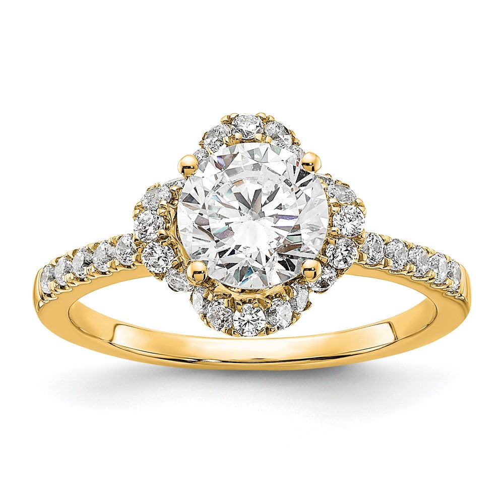 14K Gelbgold Verlobungsring mit rund geschliffenem, im Labor gezüchtetem Diamant VS/SI+ G+