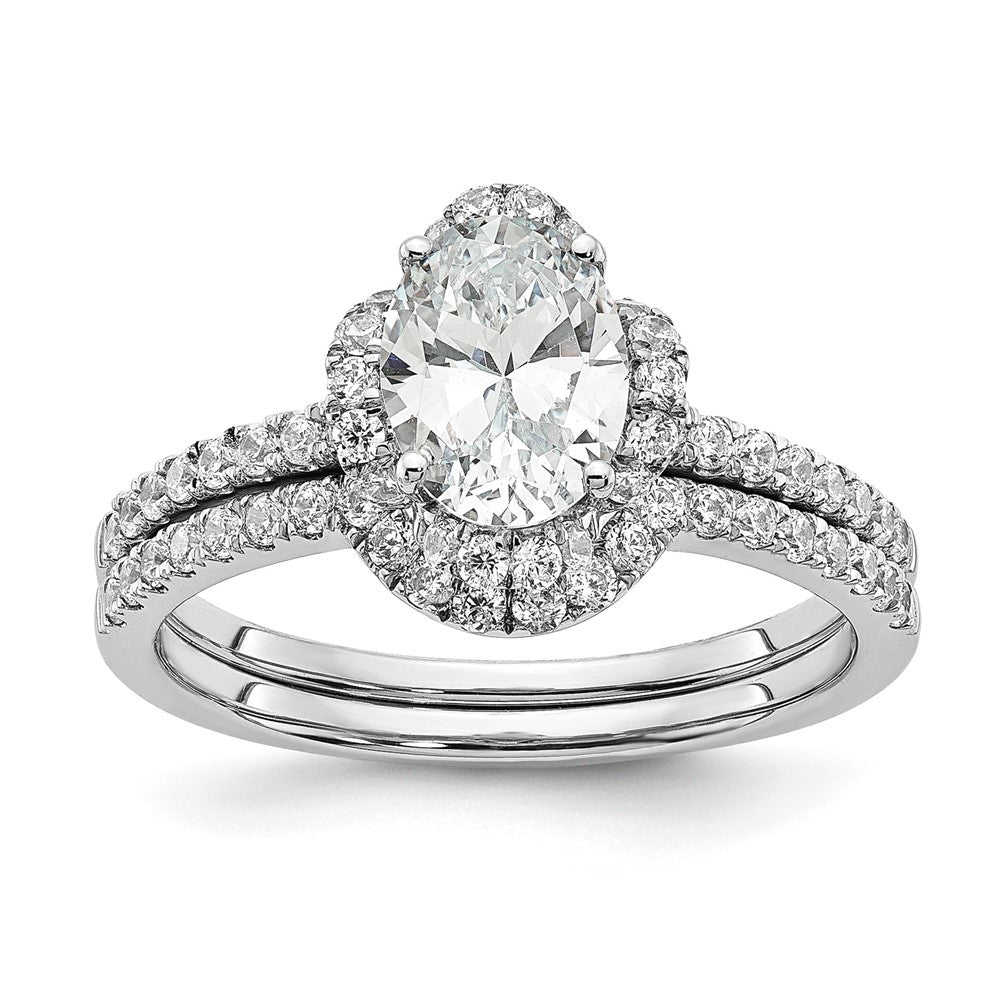 14K Weißgold Verlobungsring mit Labordiamant im Ovalschliff, VS/SI+ G+