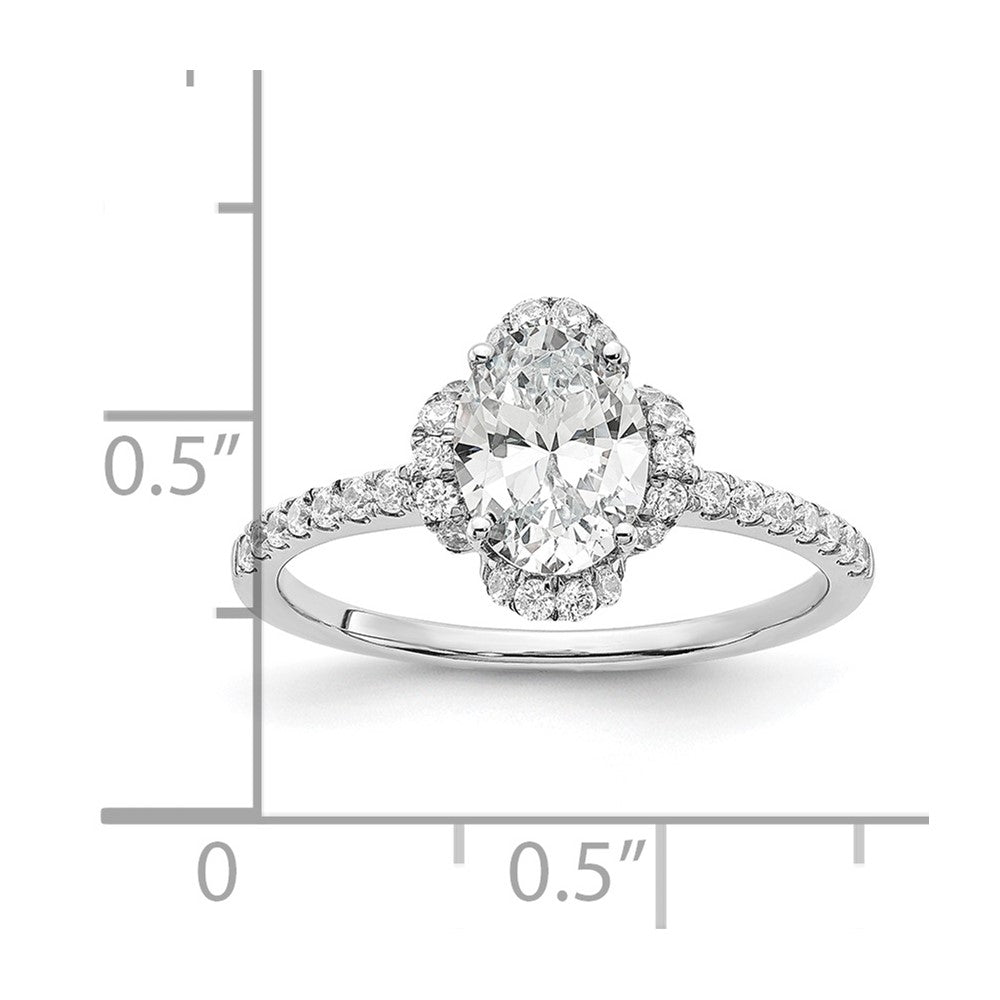 14K Weißgold Verlobungsring mit Labordiamant im Ovalschliff, VS/SI+ G+
