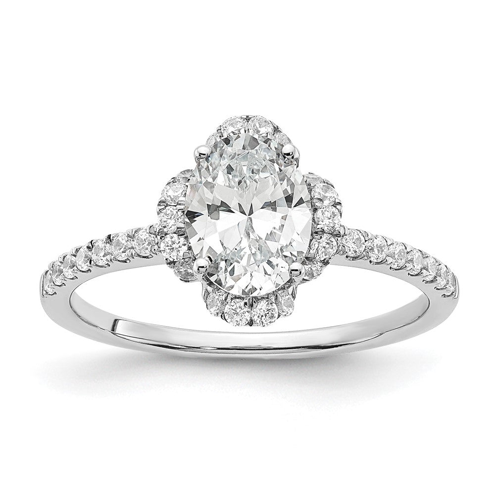 14K Weißgold Verlobungsring mit Labordiamant im Ovalschliff, VS/SI+ G+