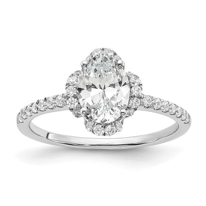 14K Weißgold Verlobungsring mit Labor-gezüchtetem Diamant im Ovalschliff, VS/SI+ G+