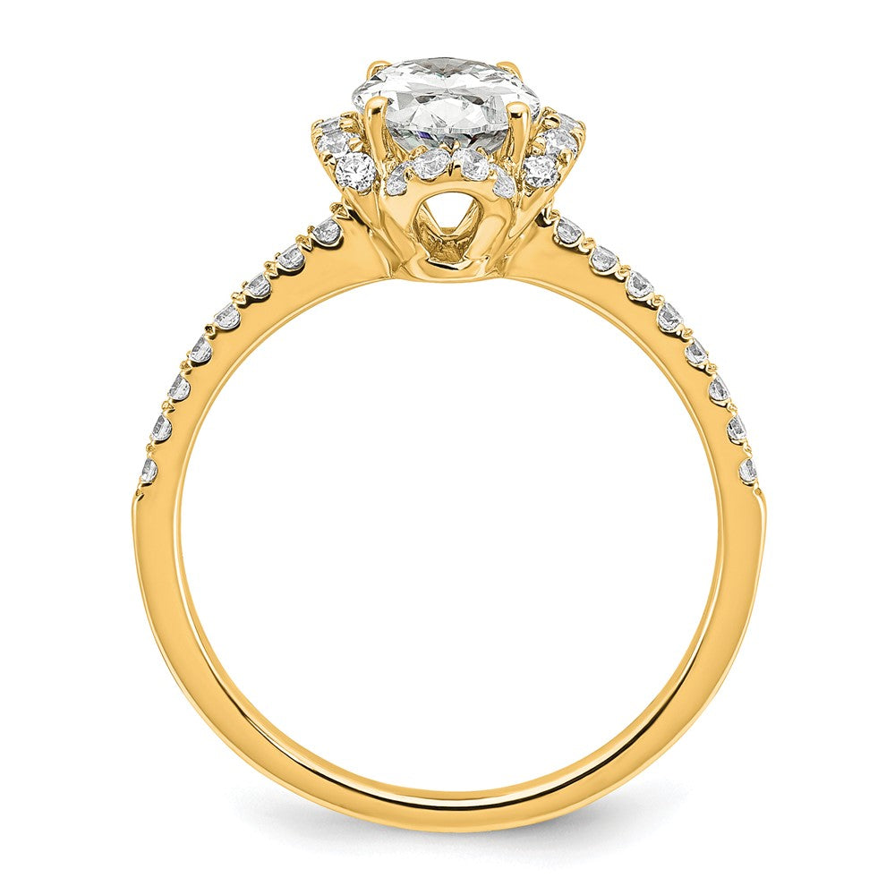 14K Gelbgold Verlobungsring mit ovalem, im Labor gezüchtetem Diamant, VS/SI FGH