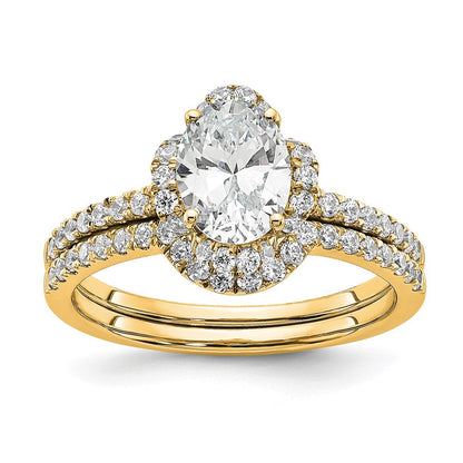 14K Gelbgold Verlobungsring mit zertifiziertem, im Labor gezüchtetem Diamant im Ovalschliff, VS/SI FGH