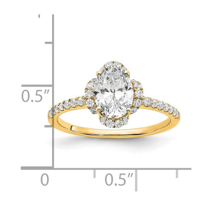 14K Gelbgold Verlobungsring mit ovalem Labor-Diamant, VS/SI FGH