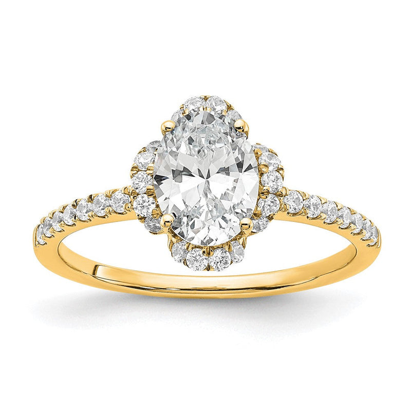 14K Gelbgold Verlobungsring mit ovalem, im Labor gezüchtetem Diamanten, VS/SI FGH