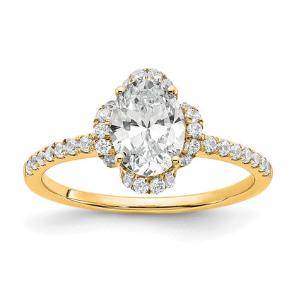 14K Gelbgold Verlobungsring mit zertifiziertem, im Labor gezüchtetem Diamant im Ovalschliff, VS/SI FGH