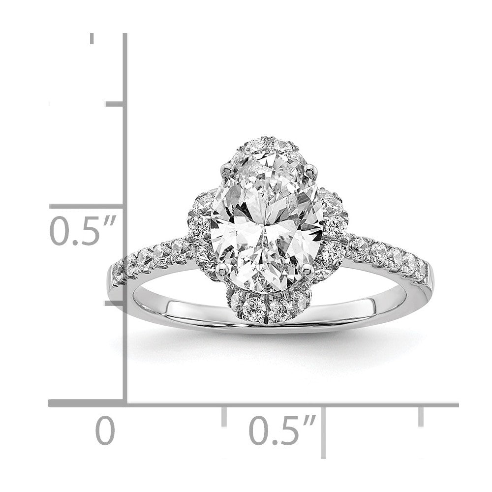 14K Weißgold Verlobungsring mit im Labor gezüchtetem Diamant im Ovalschliff, VS/SI+ G+