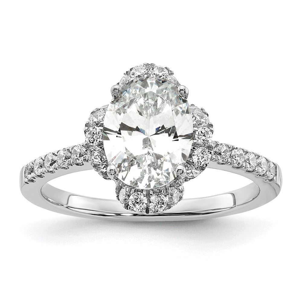 14K Weißgold Verlobungsring mit im Labor gezüchtetem Diamant im Ovalschliff, VS/SI+ G+
