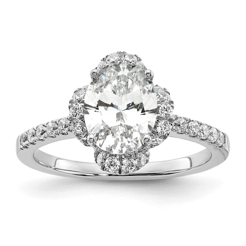 14K Weißgold Verlobungsring mit im Labor gezüchtetem Diamant im Ovalschliff, VS/SI+ G+