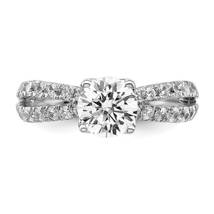 14K Weißgold 0,625 ct. Labor gezüchteter Diamant VS/SI+ G+ 1 ct. Center Rund Verlobungsring
