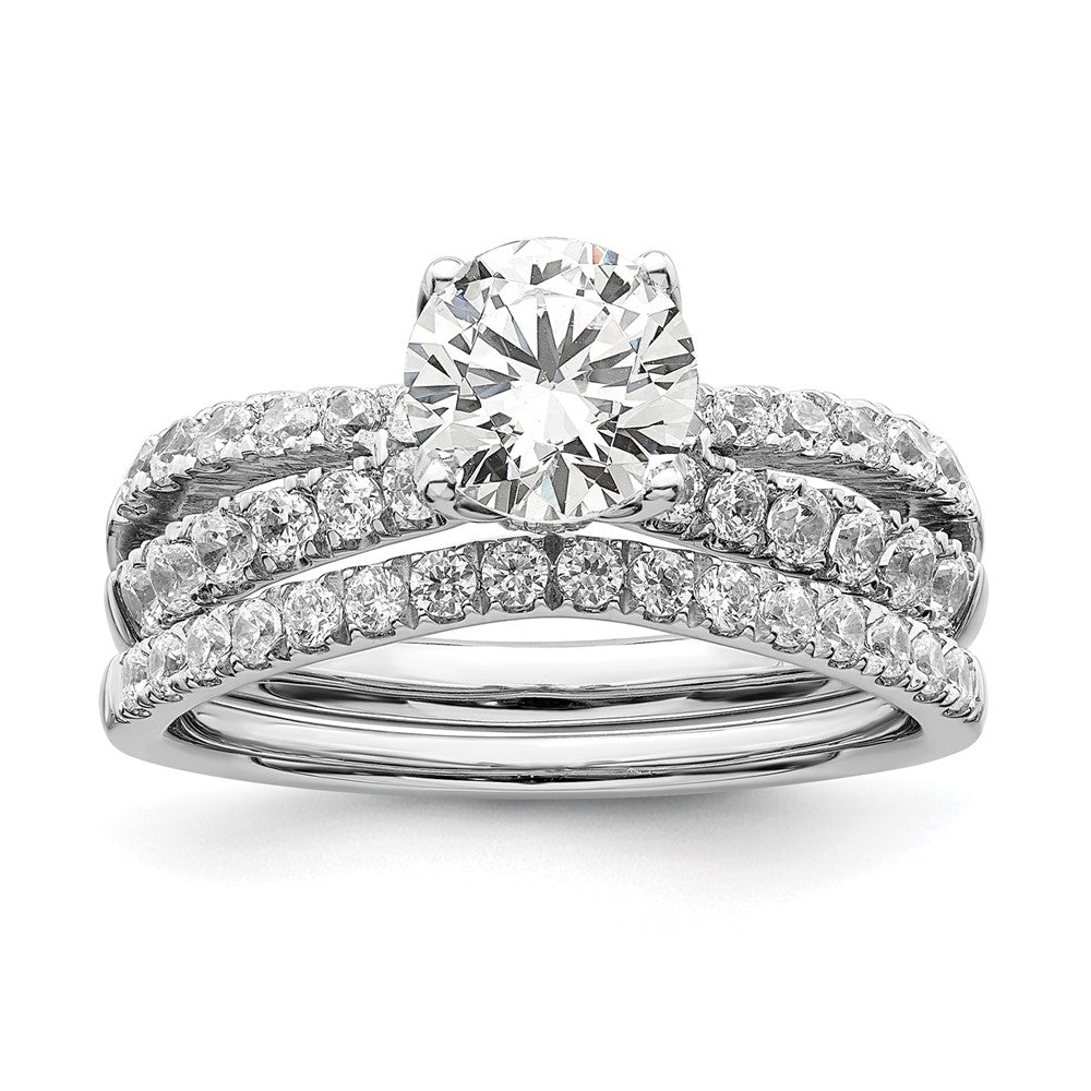 14K Weißgold 0,625 ct. Labor gezüchteter Diamant VS/SI+ G+ 1 ct. Center Rund Verlobungsring