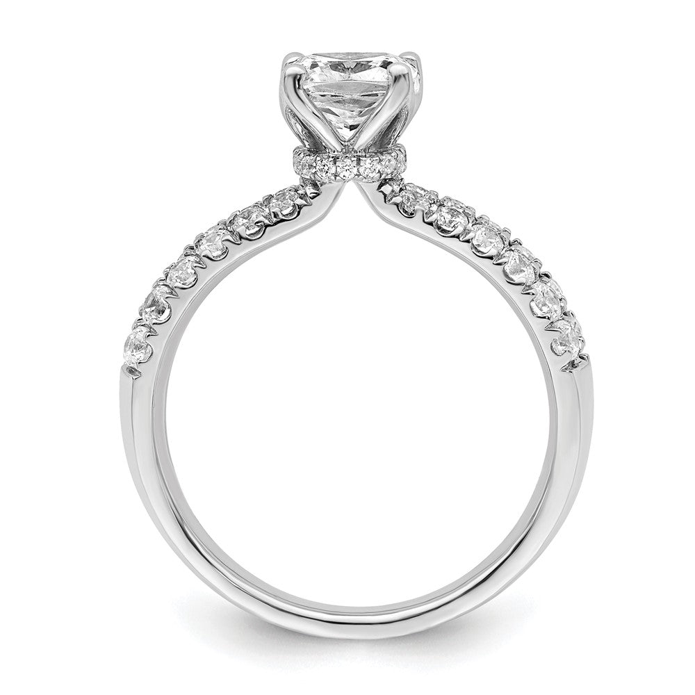 14K Weißgold Verlobungsring mit 0,625 ct. laborgezüchteten Diamanten VS/SI+ G+, Mittelstein 1 ct. Kissenschliff