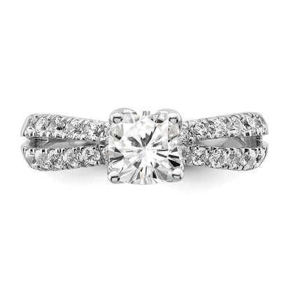 14K Weißgold Verlobungsring mit 0,625 ct. laborgezüchteten Diamanten VS/SI+ G+, Mittelstein 1 ct. Kissenschliff