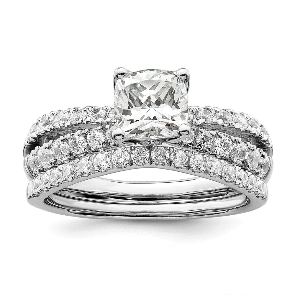 14K Weißgold Verlobungsring mit 0,625 ct. laborgezüchteten Diamanten VS/SI+ G+, Mittelstein 1 ct. Kissenschliff