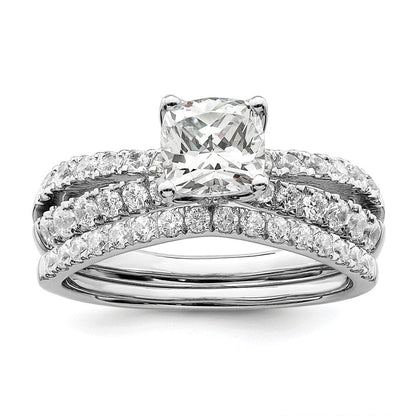 14K Weißgold Verlobungsring mit 0,625 ct. laborgezüchteten Diamanten VS/SI+ G+, Mittelstein 1 ct. Kissenschliff