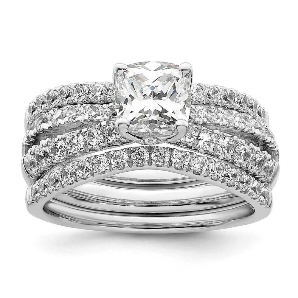 14K Weißgold Verlobungsring mit 0,625 ct. laborgezüchteten Diamanten VS/SI+ G+, Mittelstein 1 ct. Kissenschliff