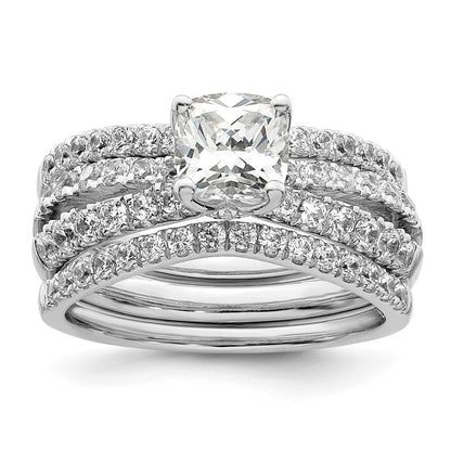 14K Weißgold Verlobungsring mit 0,625 ct. laborgezüchteten Diamanten VS/SI+ G+, Mittelstein 1 ct. Kissenschliff