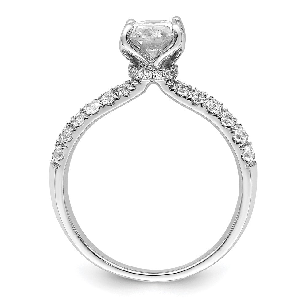 14K Weißgold Verlobungsring mit 0,625 ct. im Labor gezüchteten Diamanten VS/SI+ G+, 1 ct. ovaler Mittelstein