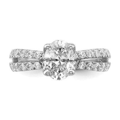 14K Weißgold Verlobungsring mit 0,625 ct. im Labor gezüchteten Diamanten VS/SI+ G+, 1 ct. ovaler Mittelstein